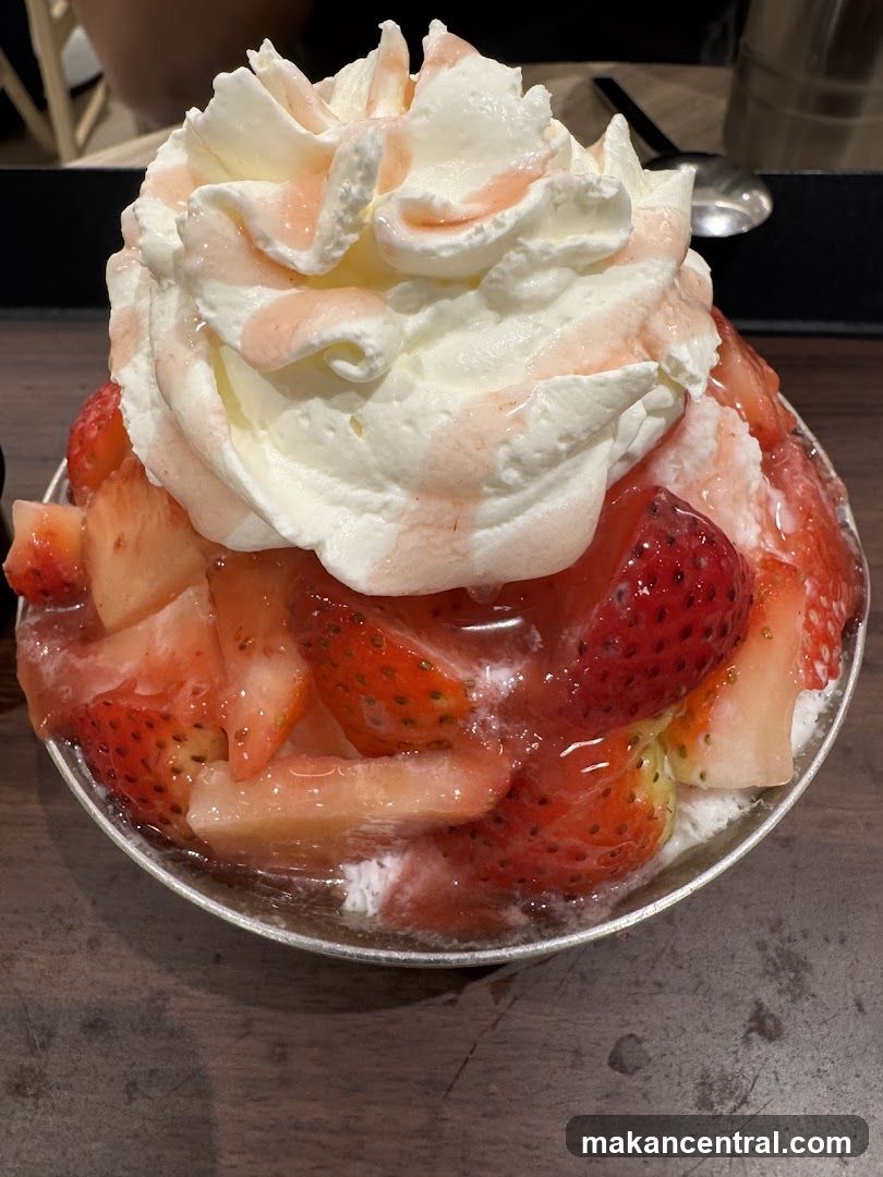 Strawberry shaved ice dessert