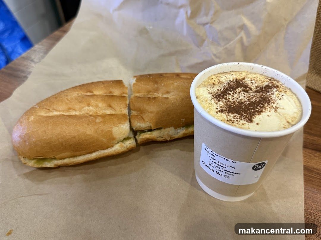 Kaya and Butter Baguette with Egg Coffee