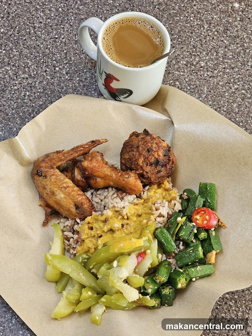 Chicken Wings Rice Plate with Coffee