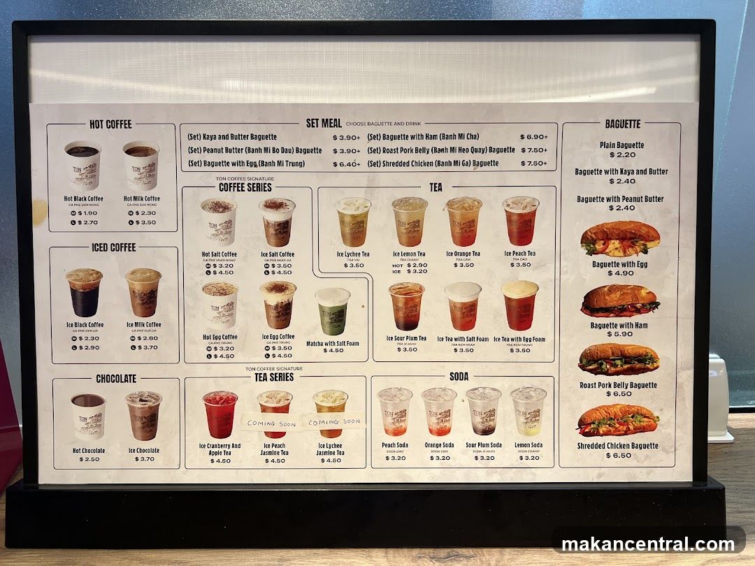 Ton Coffee Menu