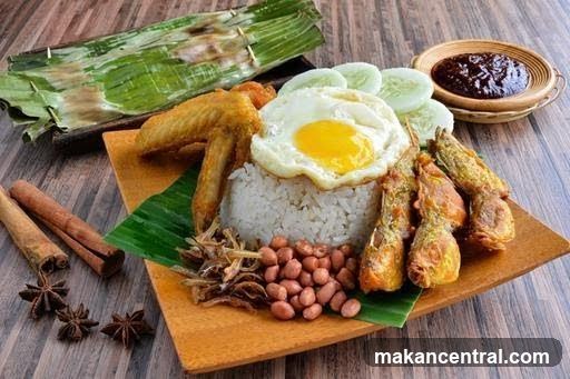 Nasi Lemak with Fried Chicken Wing