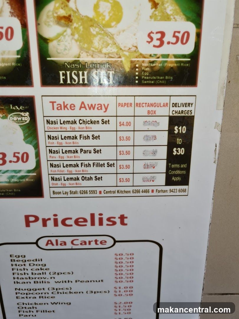 Nasi Lemak Pricelist