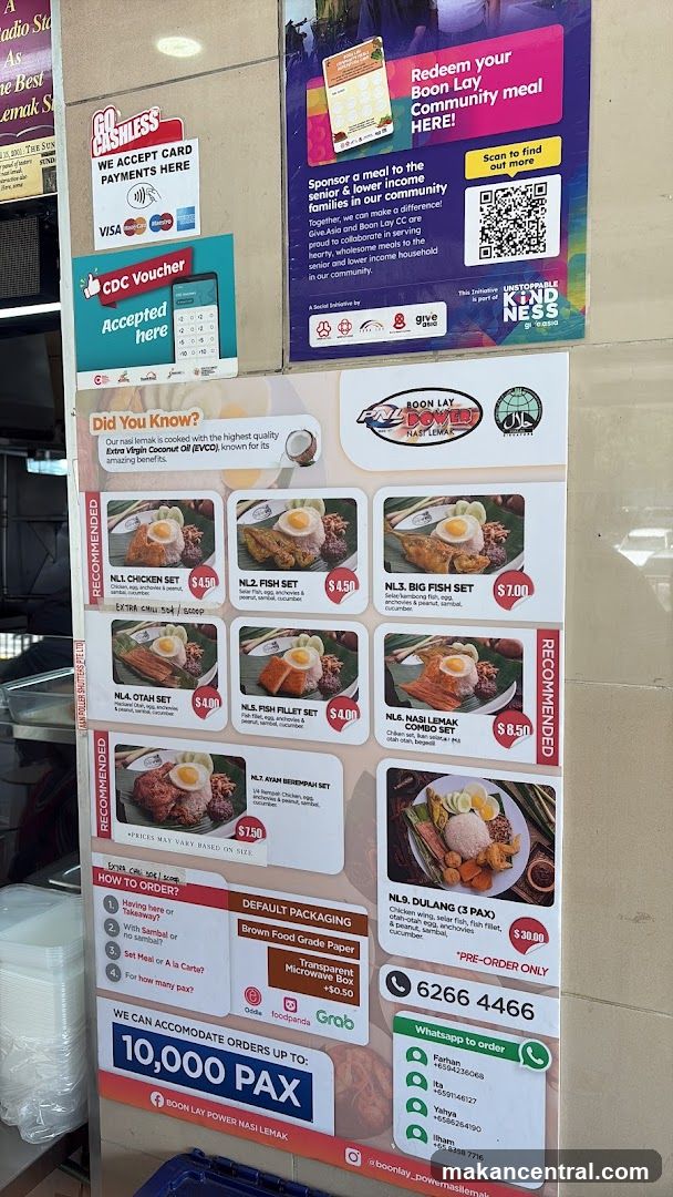 Boon Lay Power Nasi Lemak Menu