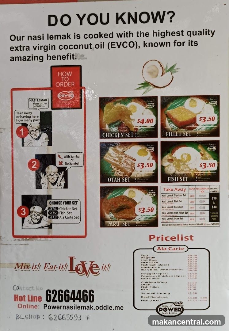 Nasi Lemak Menu and Ordering Instructions
