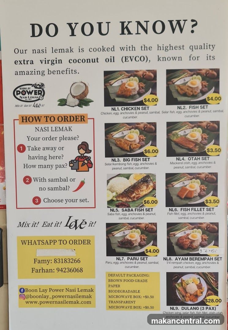 Boon Lay Power Nasi Lemak Menu