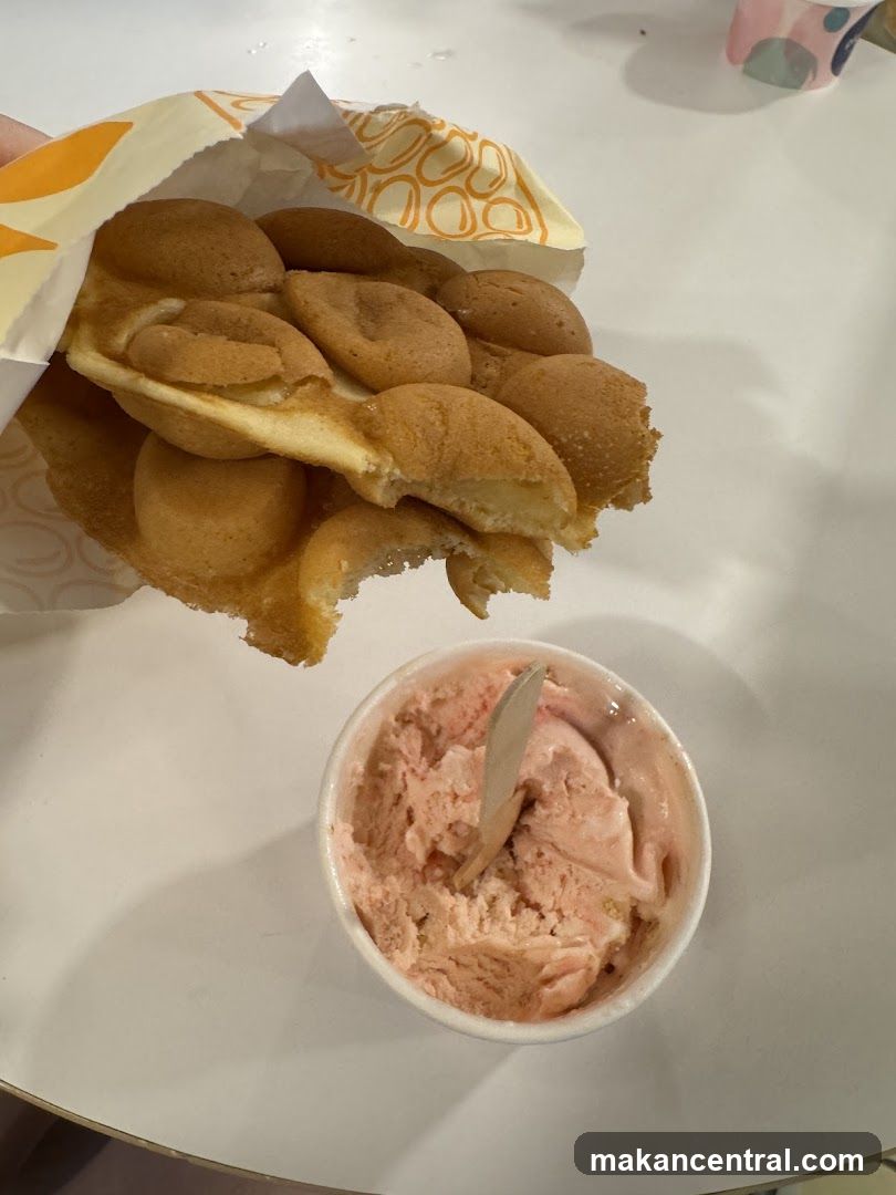 Bubble Waffle and Ice Cream
