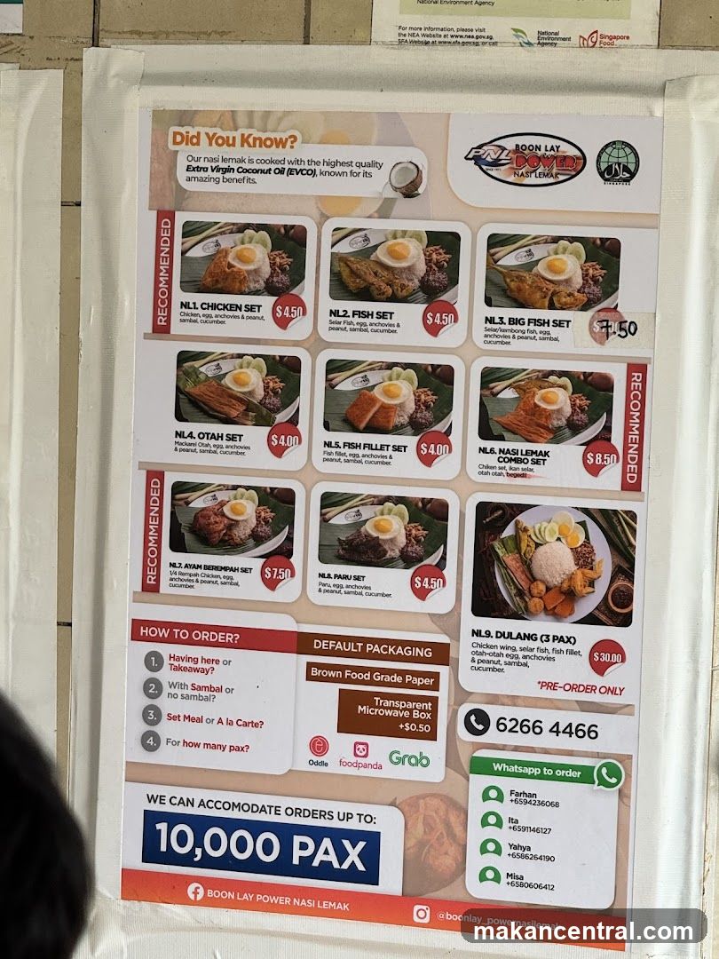Boon Lay Power Nasi Lemak Menu