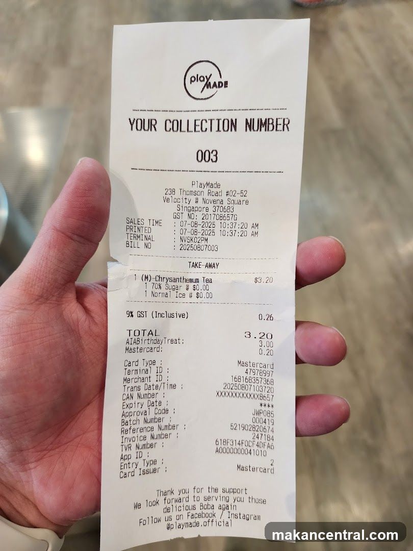 Receipt from PlayMade