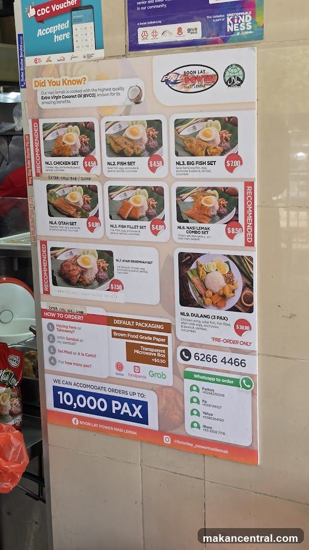 Boon Lay Power Nasi Lemak Menu