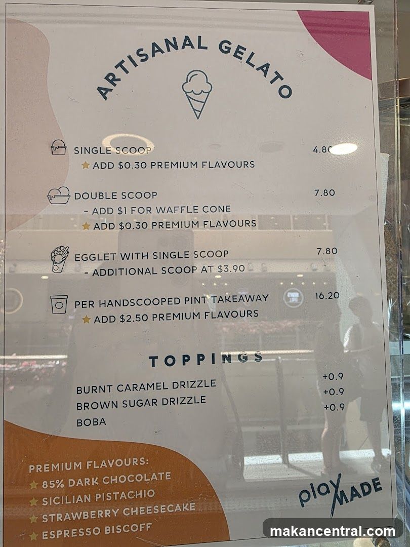 Artisanal Gelato Menu