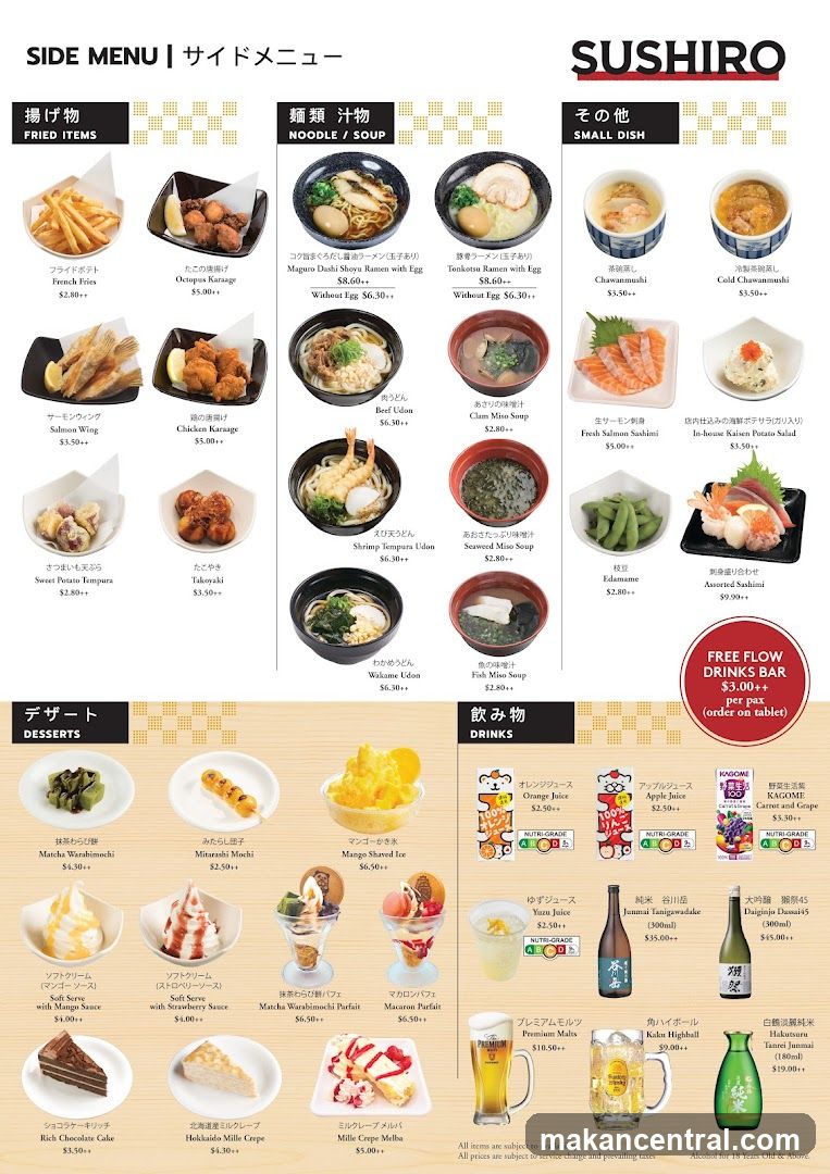 SUSHIRO SIDE MENU