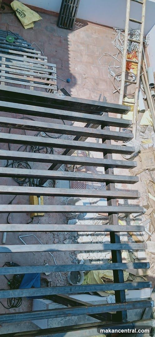 Construction Site with Metal Beams