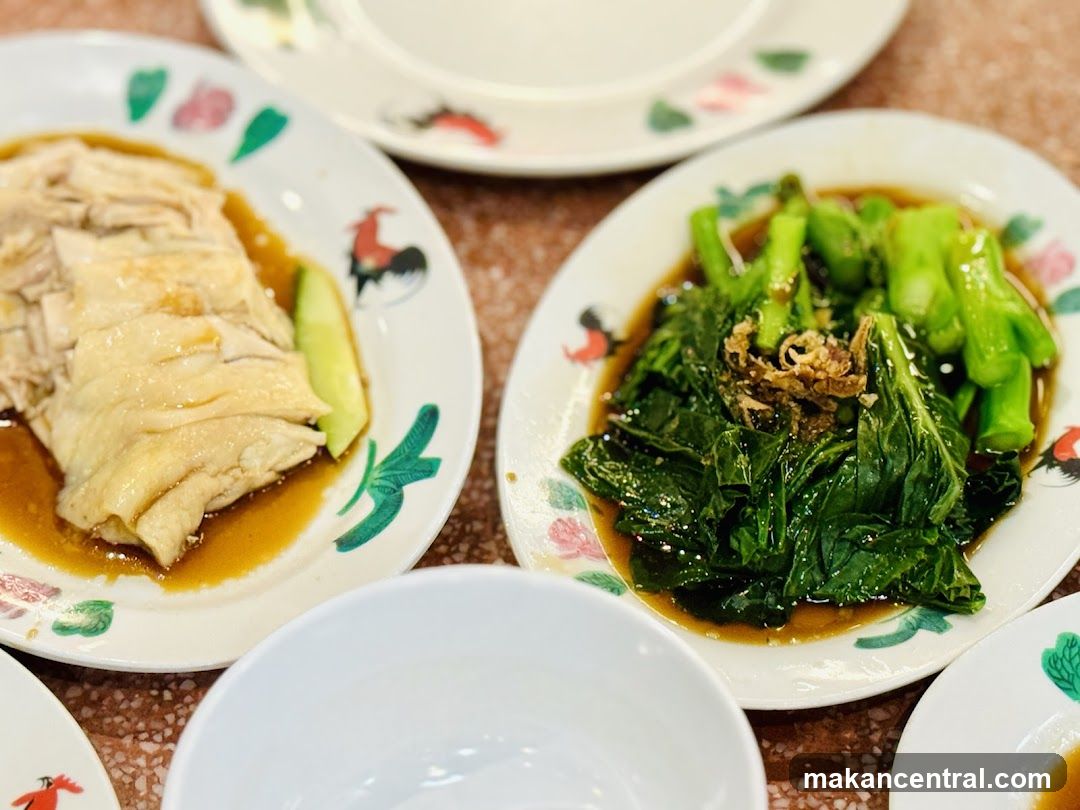 Hainanese Chicken Rice and Stir-fried Vegetables