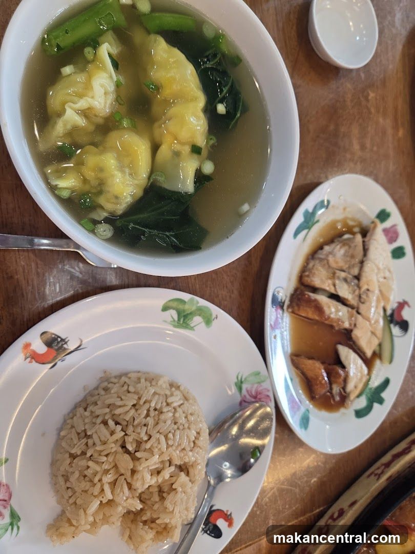 Hainanese Chicken Rice and Wonton Noodle Soup