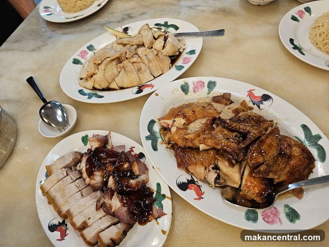Plates of Roasted and Steamed Chicken with Pork Belly