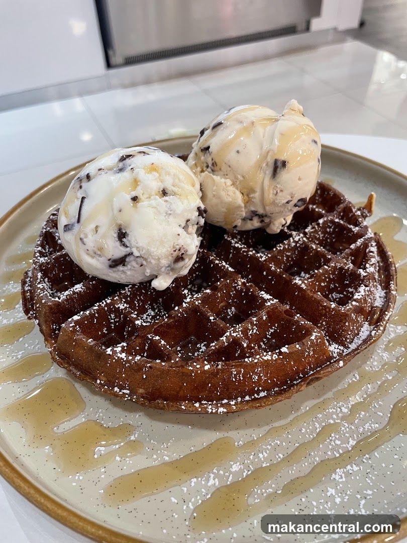 Chocolate Waffle with Ice Cream