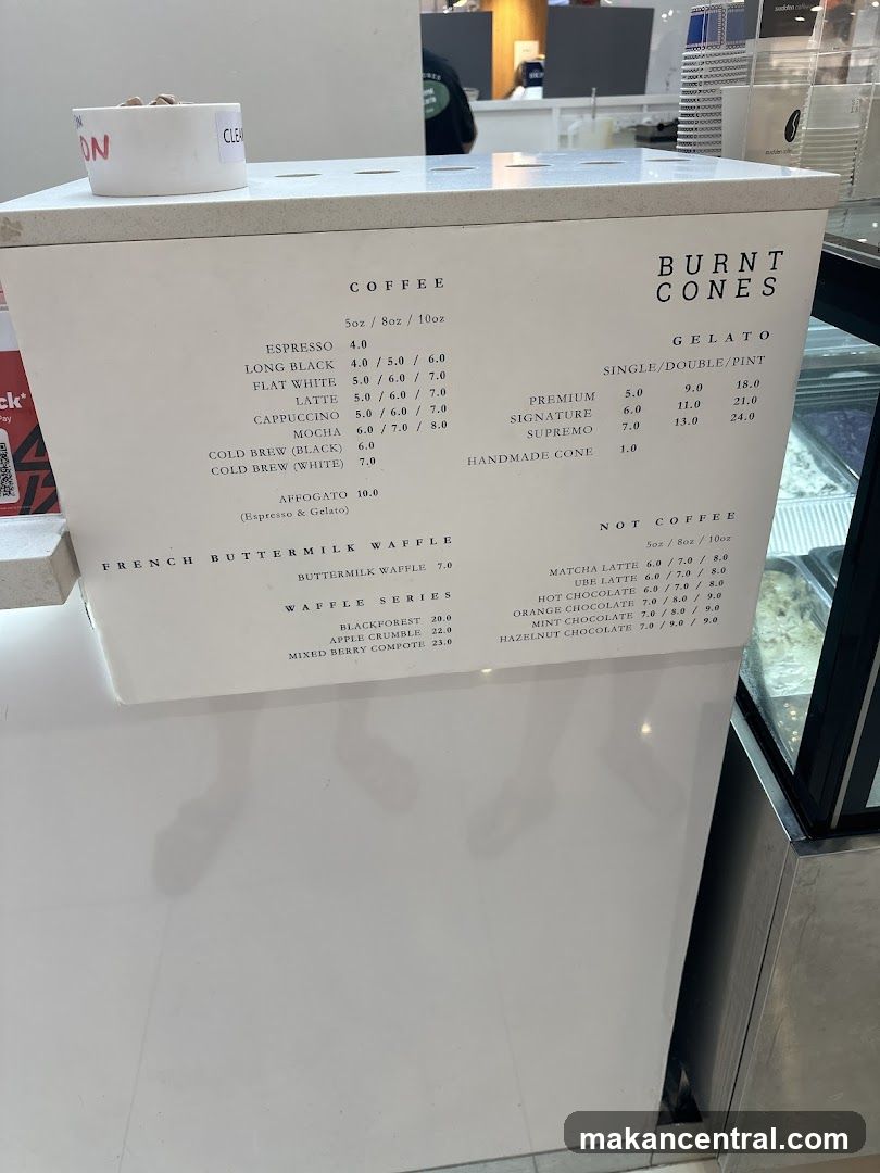 Burnt Cones Menu