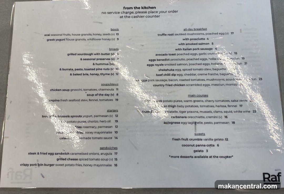 From the Kitchen Menu