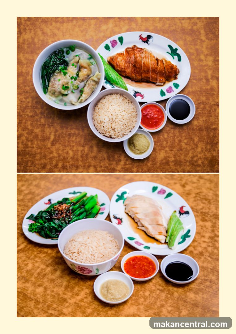 Hainanese Chicken Rice and Wonton Noodle Soup