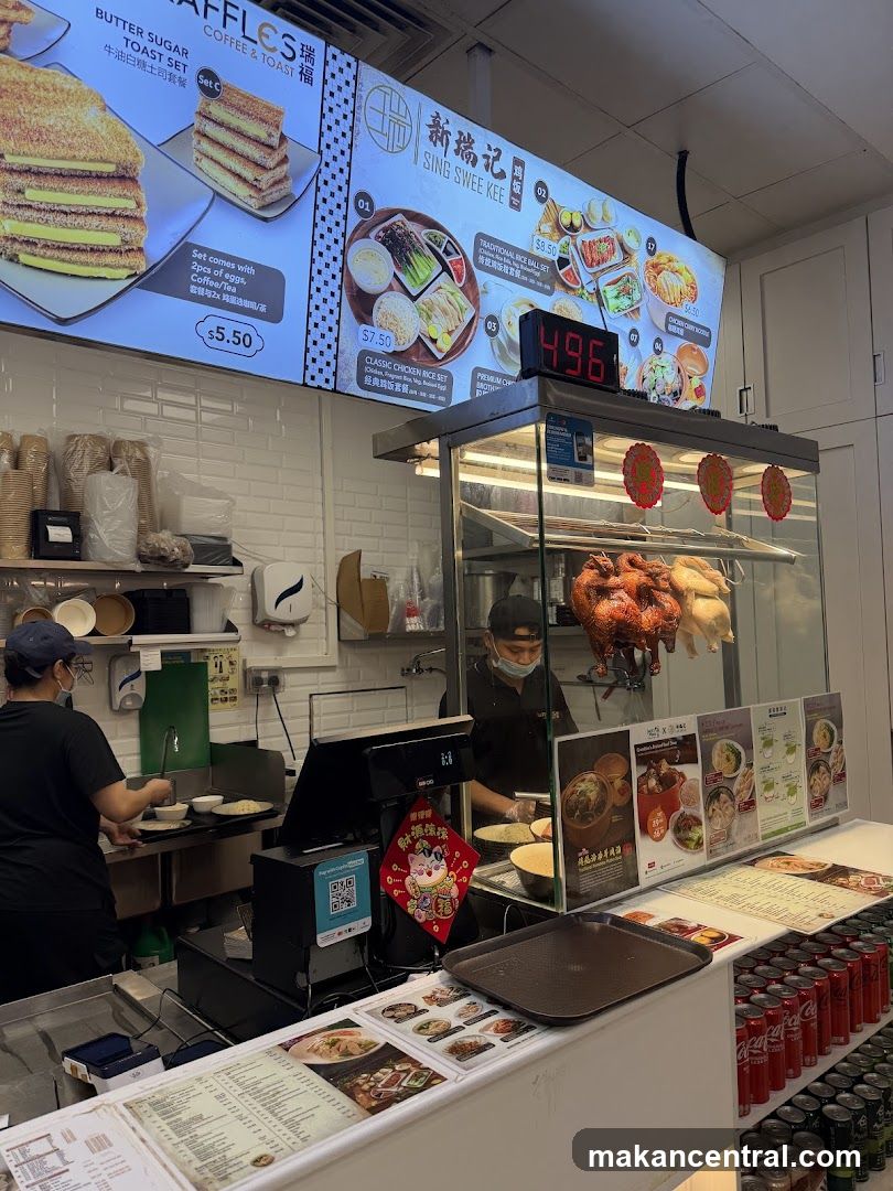 Restaurant Counter with Menu and Food Display