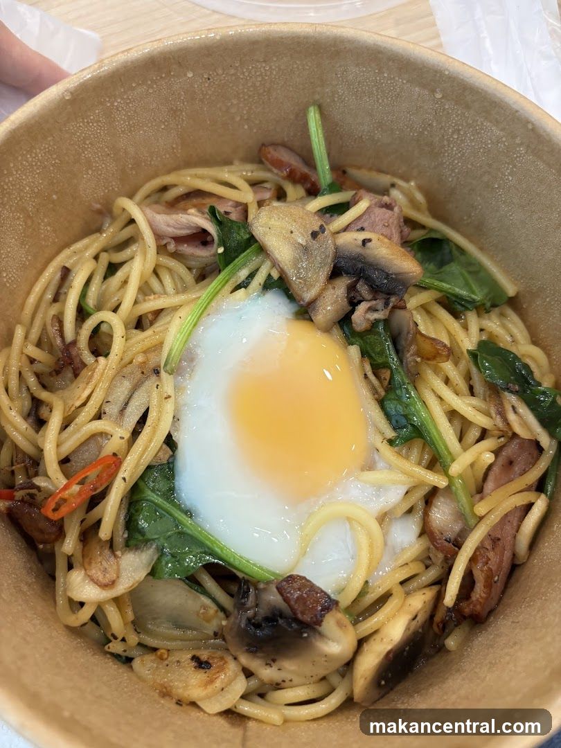 Spaghetti with Egg and Mushrooms