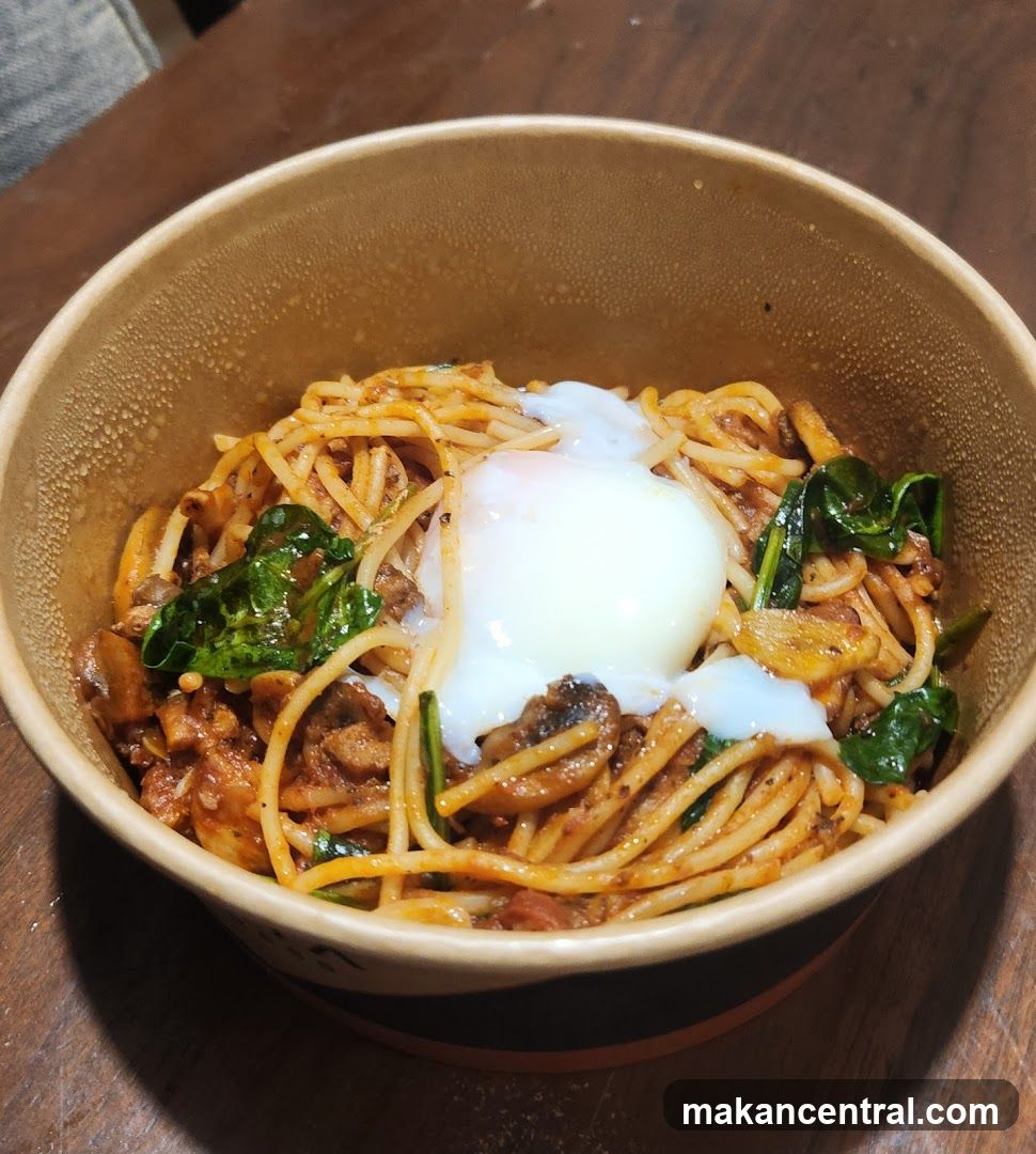 Spaghetti with Egg and Mushrooms