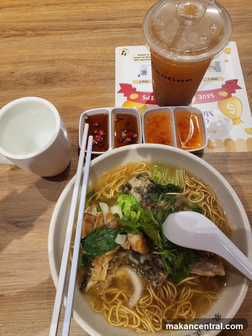 Noodle Soup with Fish and Condiments