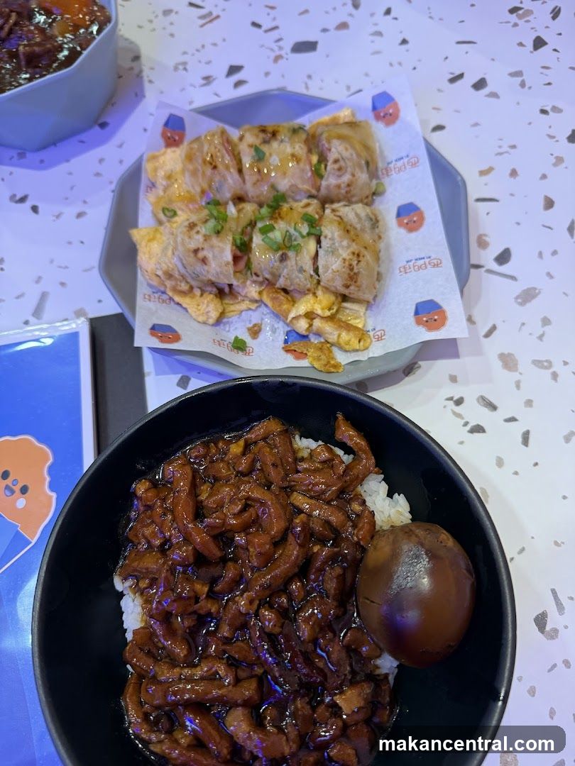 Taiwanese Braised Pork Rice and Spring Rolls