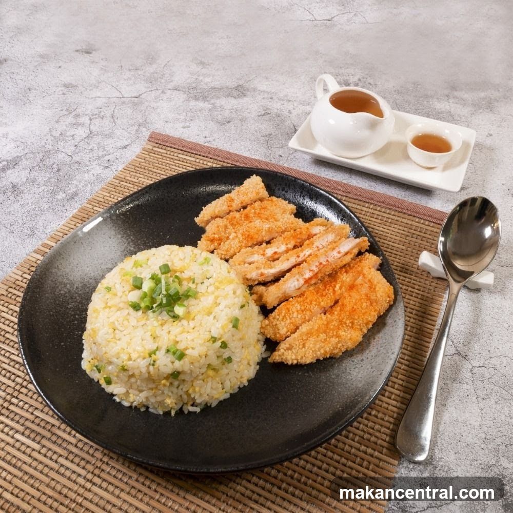 Fried Rice with Breaded Chicken Slices