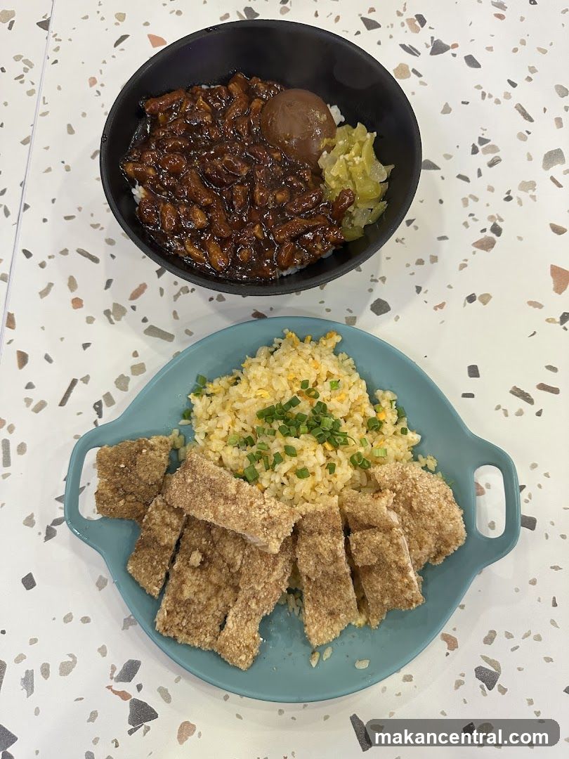 Braised Pork Rice and Fried Chicken with Fried Rice