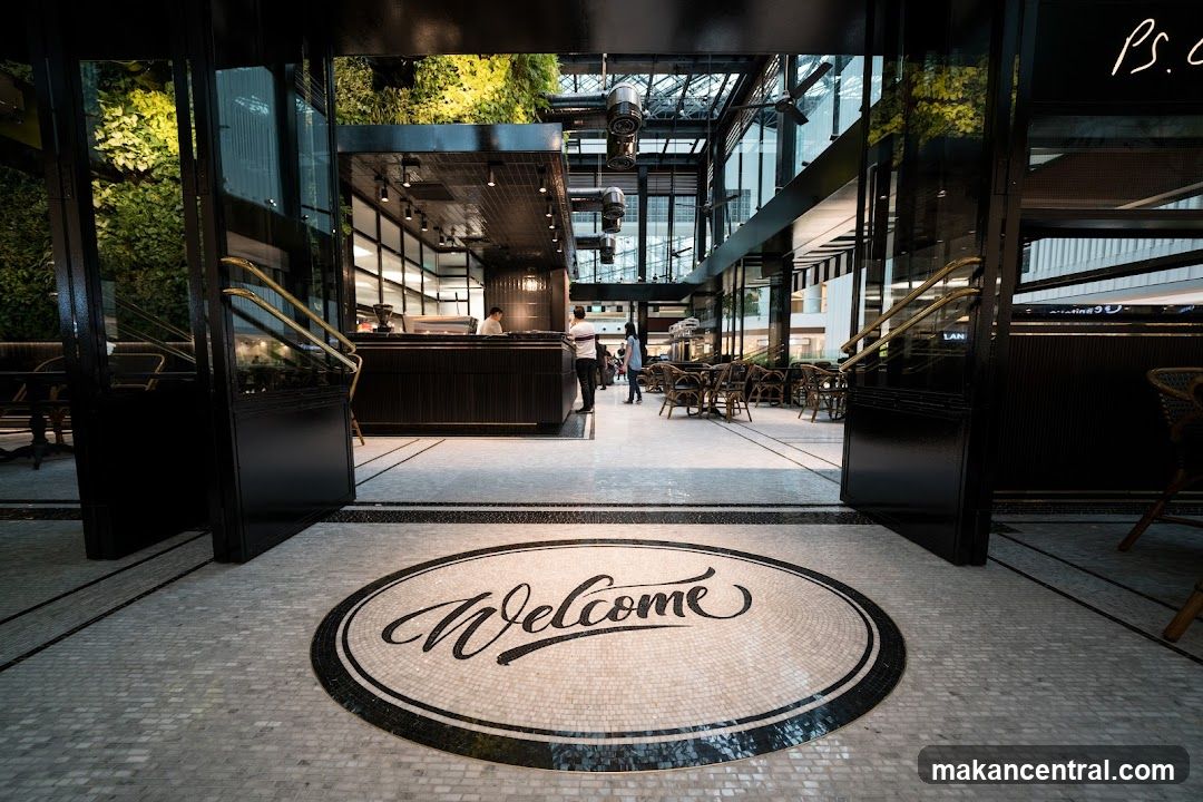 Cafe Interior with Welcome Mat