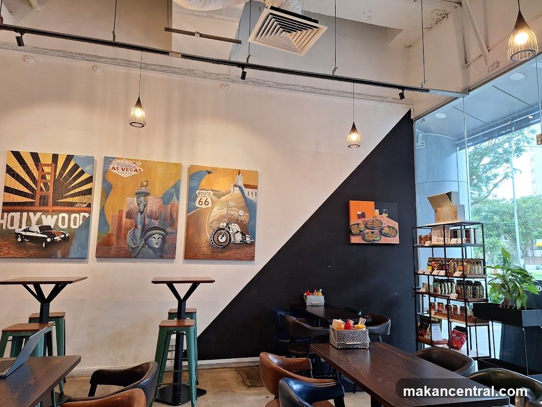 Cafe Interior with Themed Artwork