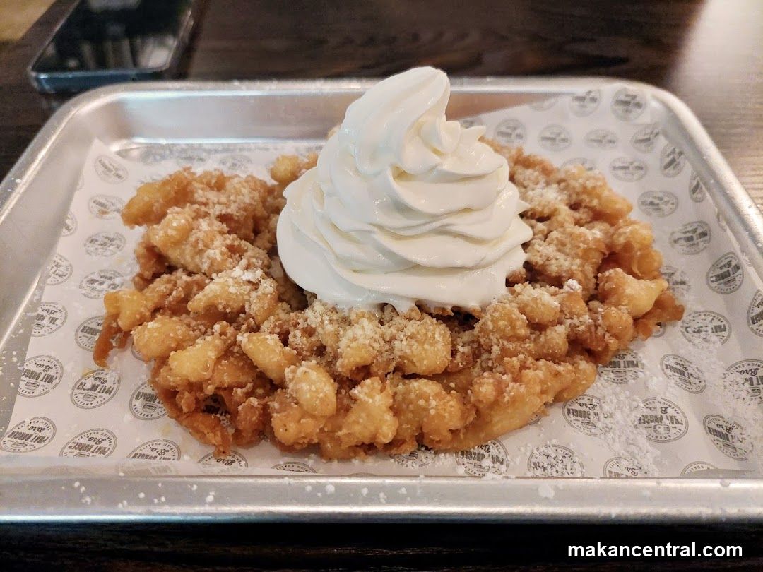 Funnel Cake with Soft Serve Ice Cream