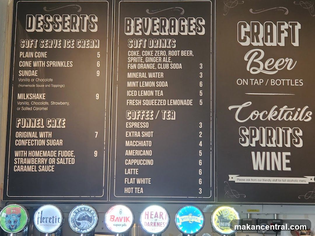 Desserts, Beverages, Craft Beer, Cocktails, Spirits, Wine Menu
