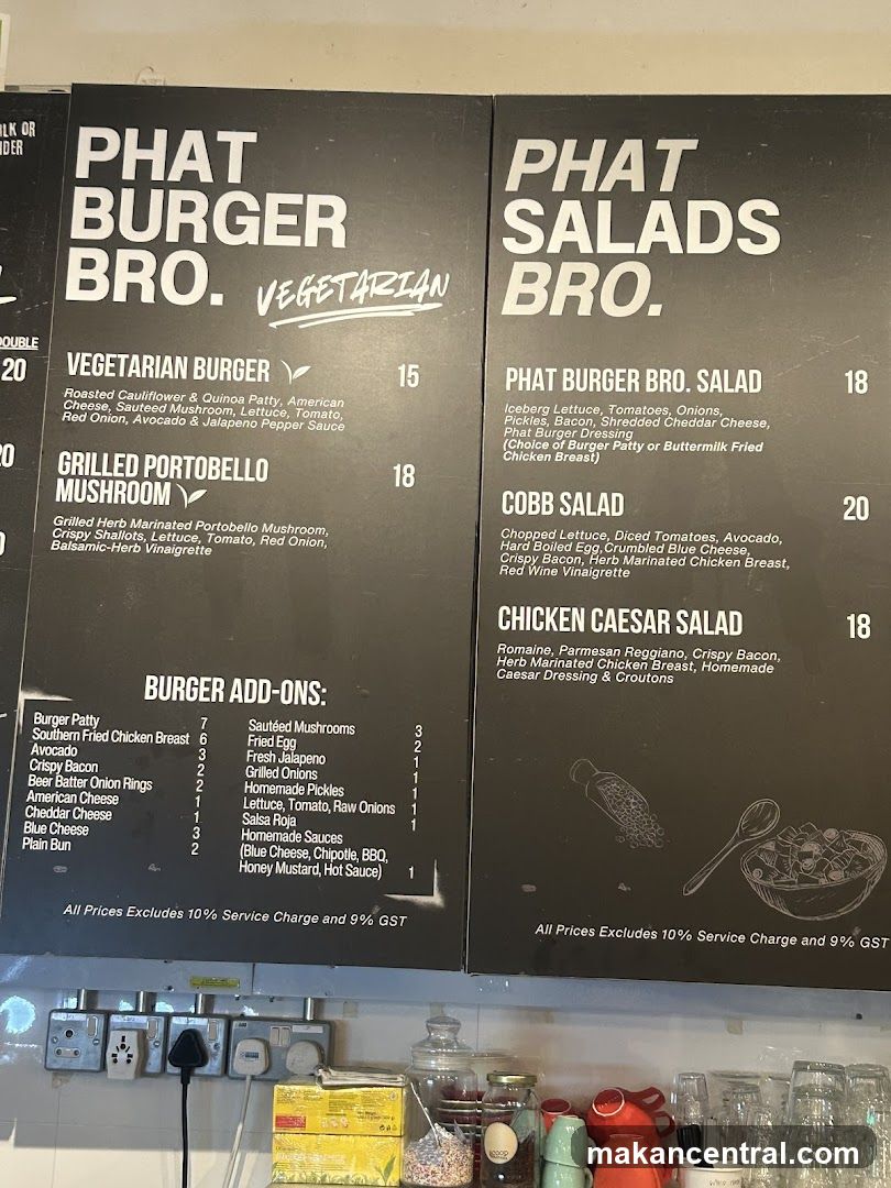 Phat Burger Bro. & Phat Salads Bro. Menu