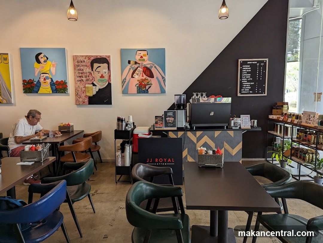 Coffee Shop Interior with Art and Menu