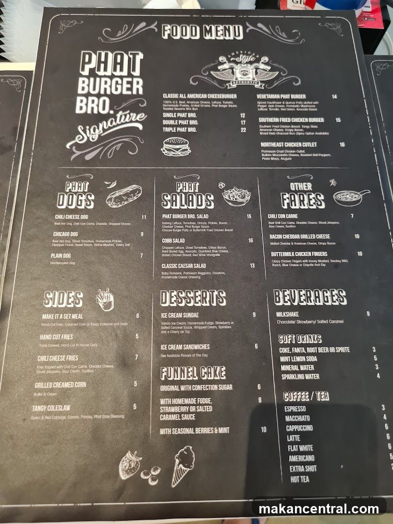PHAT BURGER BRO. FOOD MENU