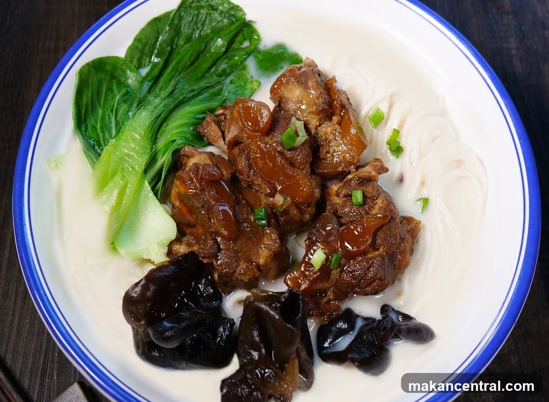 Braised Pork Ribs with Noodles and Bok Choy