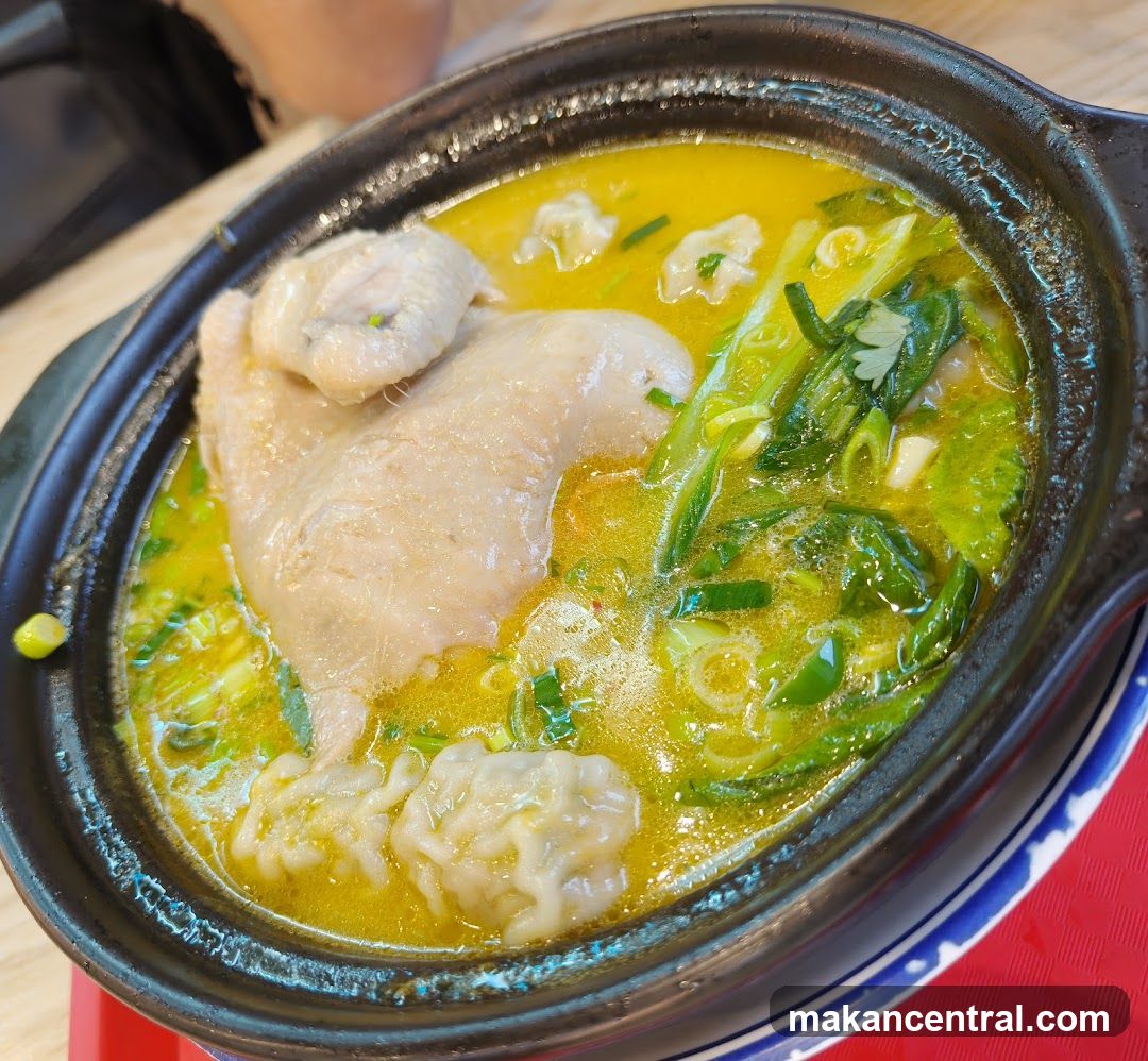 Chicken Soup with Dumplings and Greens