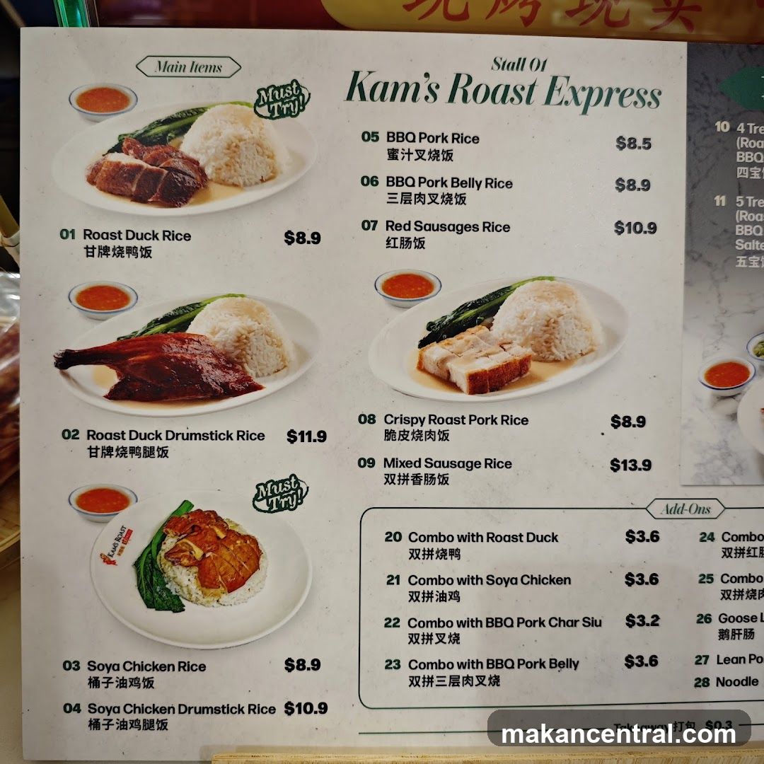 Kam's Roast Express Menu