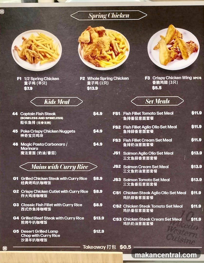 Spring Chicken Menu