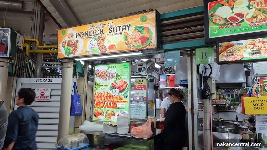 Food Stall with Satay and Nasi Lemak