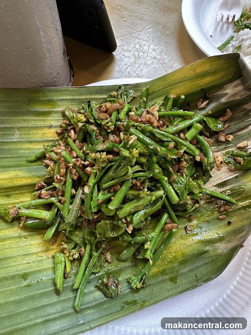 Stir-fried Greens on Banana Leaf