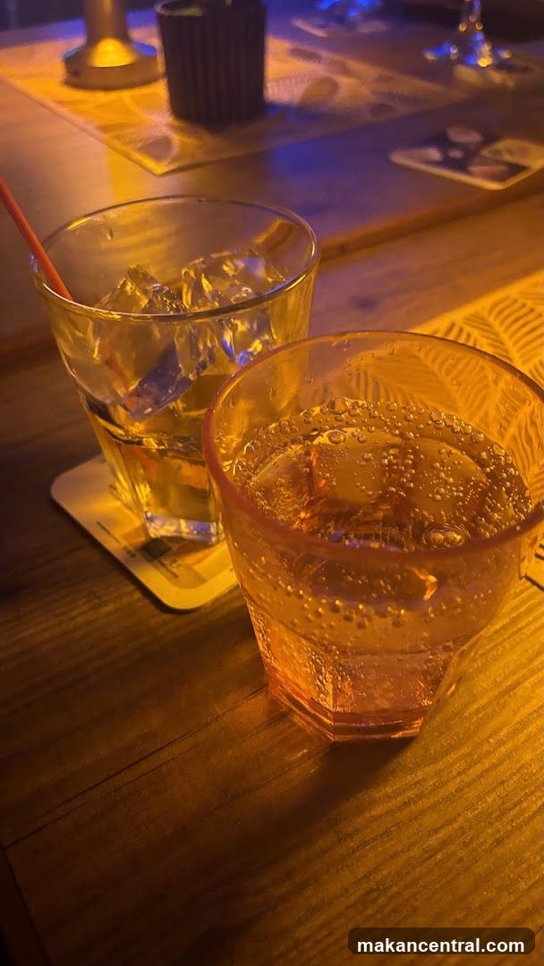 Two drinks on a table