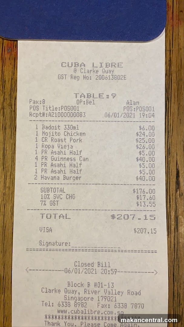 Restaurant Receipt
