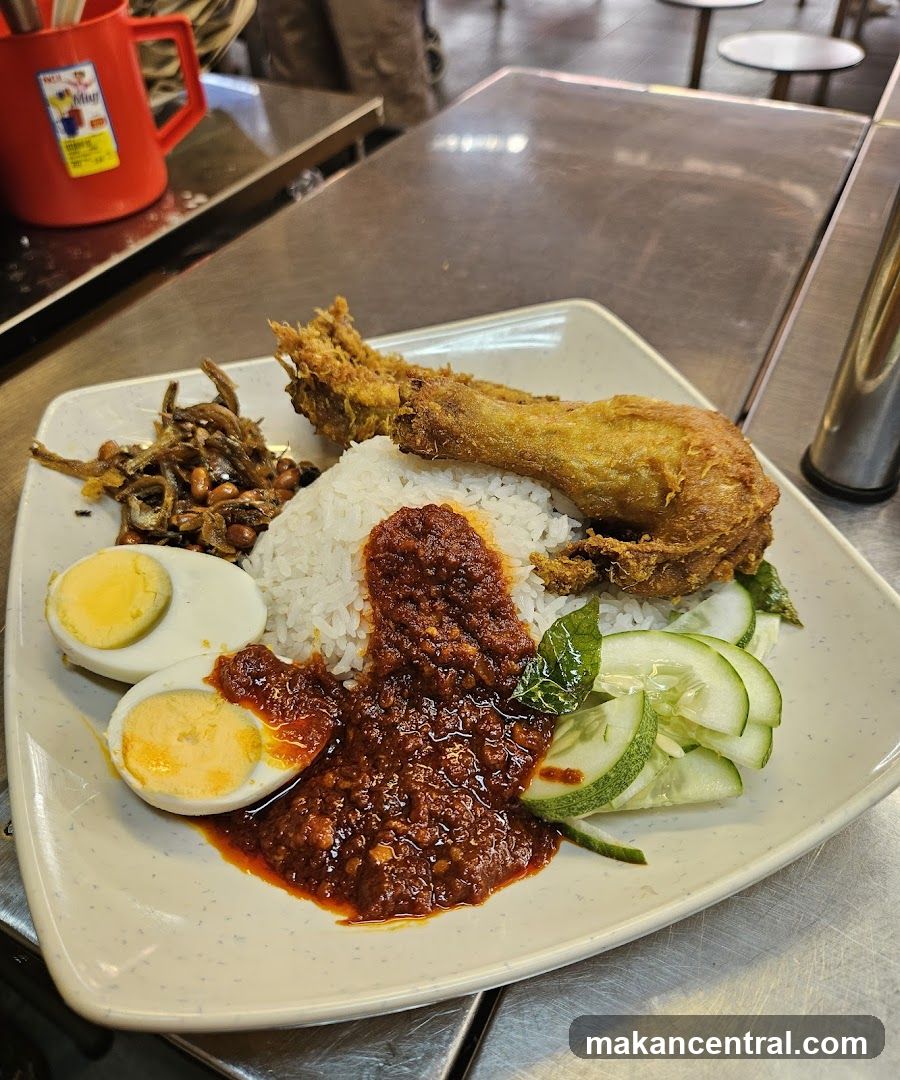 Nasi Lemak with Fried Chicken