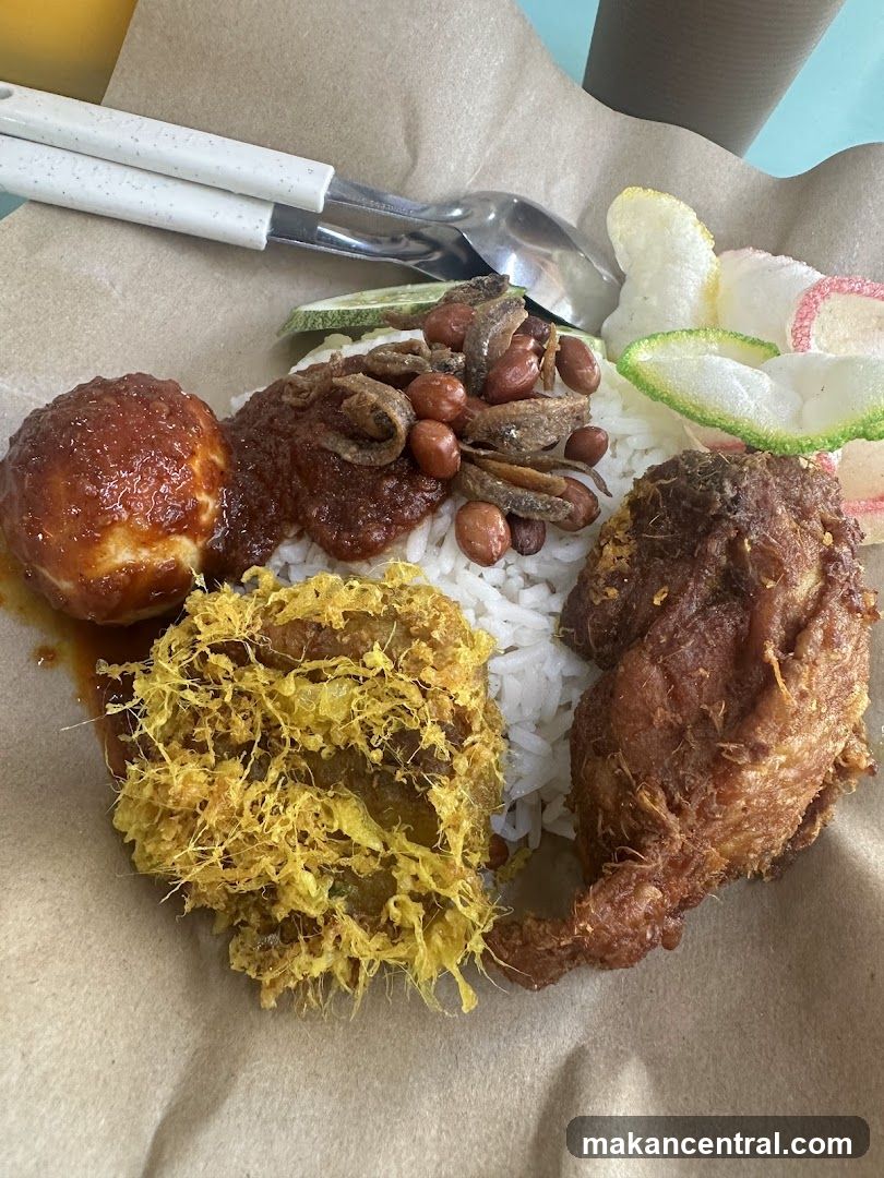 Nasi Lemak with Fried Chicken