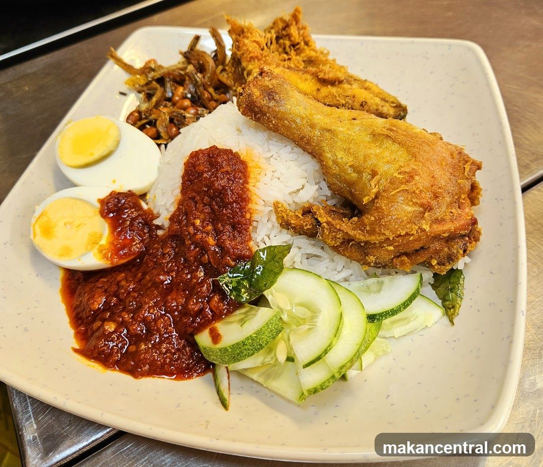 Nasi Lemak with Fried Chicken