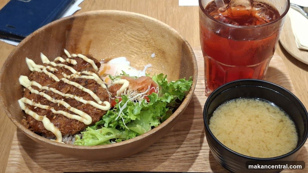 Katsu Donburi with Miso Soup and Iced Tea