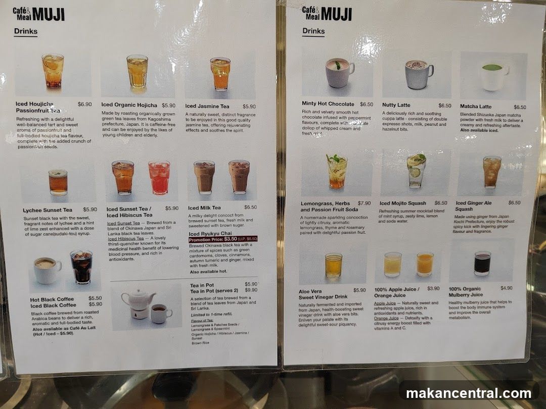MUJI Drinks Menu